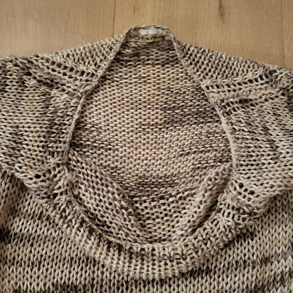 Chevron stitch loose knit sweater scoop neck - Picture 2 of 7